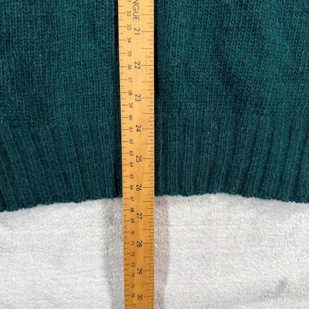 London Fog Sweater Mens Medium Green Vintage 80s Shawl Collar Knit Pullover - Picture 6 of 8